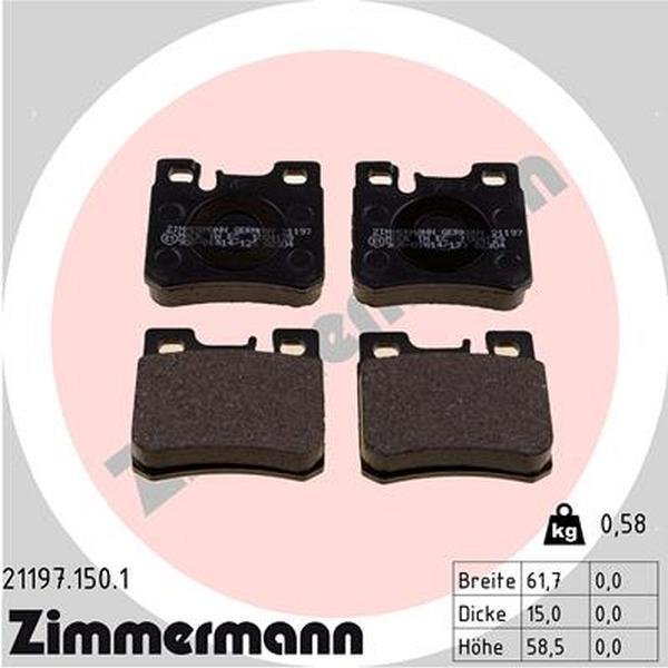 Zimmermann Brake Pad Set, 21197.150.1 21197.150.1